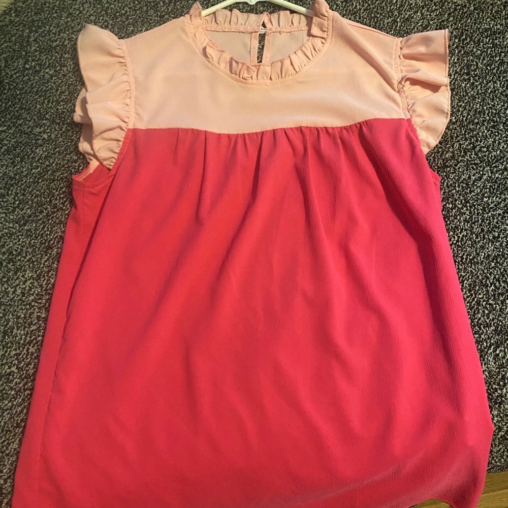 Stylish Ruffle Sleeve Blouse in Pink and Red